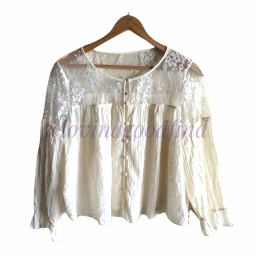 FREE PEOPLE Elysium Ivory Lace Crop Top EUC sz Lg